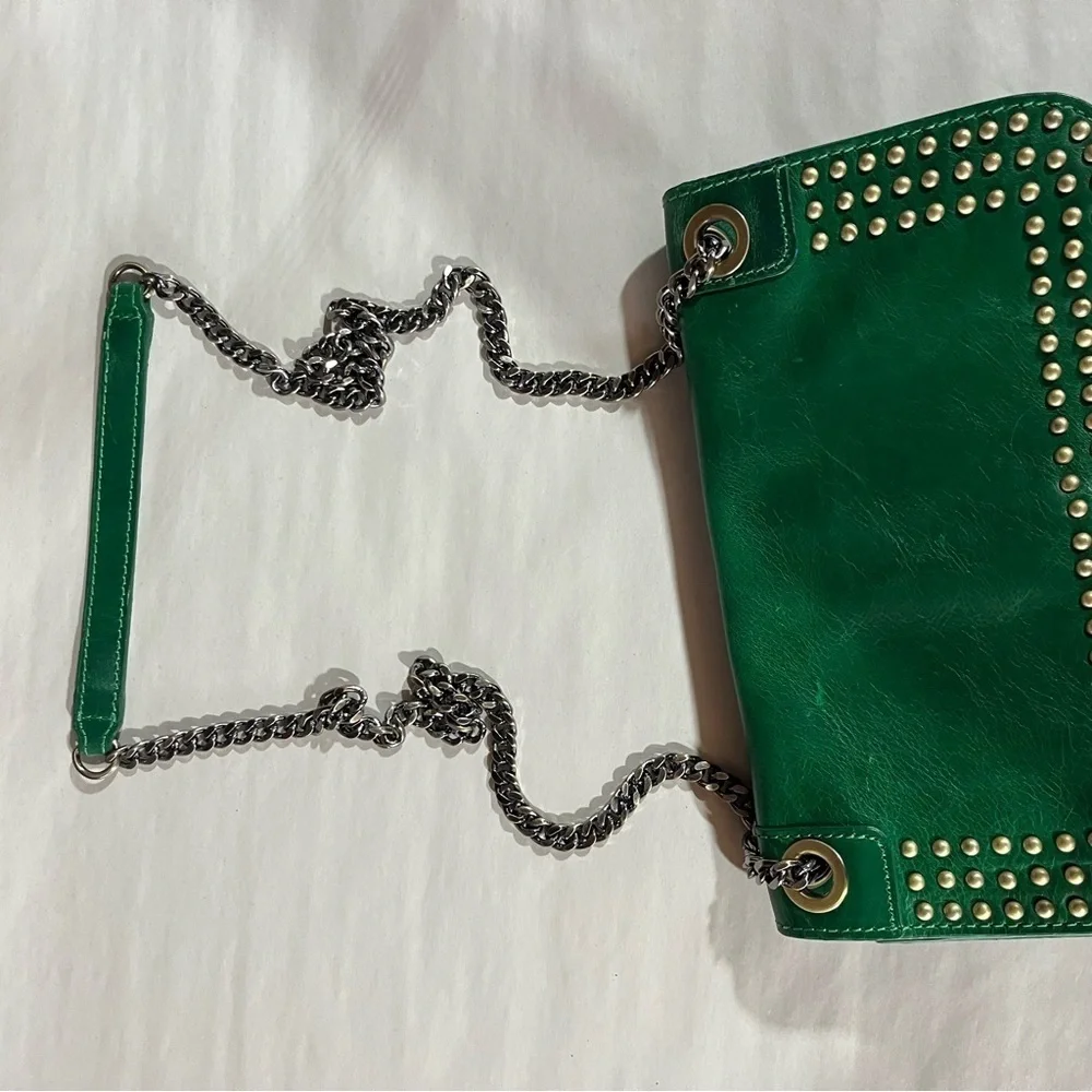 Patricia Nash Discovery Green Studded Merano Leather Shoulder Bag - Picture 12 of 16